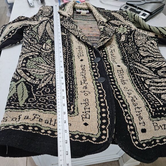 Unge-Potch-Ket Medium Tapestry Jacket By Its Outta The Bag, Birds Black Artsy - Picture 8 of 9
